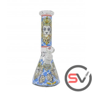 RASTA LION GLASS BEAKER 10inch (GLOW IN DARK)